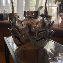 Mirror Silver Vase Ceramic Heavy Modern 