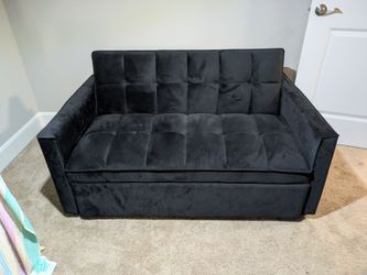 Black Velvet Tufted Loveseat Sofa