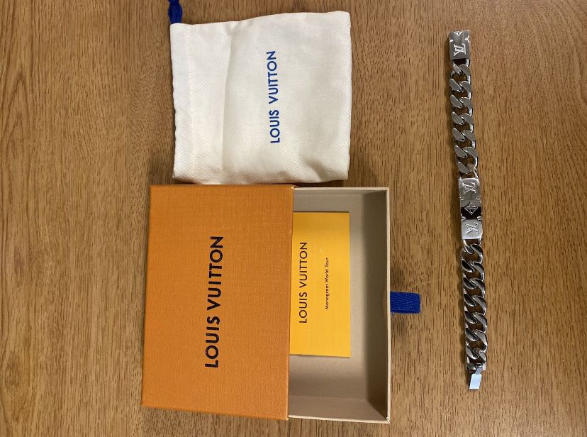Louis Vuitton Chain Link Bracelet Monogram Silver Plate UNISEX