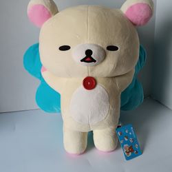 NEW san-x Rilakkuma korilakkuma bear laying on Blue cloud plush 16". W/ Tags 