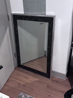 Large Wall Mirror with Black Frame