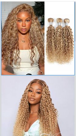🔥Brand new 🔥 27/613 Highlighted Multi-Blonde Water Wave Bundles Human Hair 12/14 /16Inch, 13A Grade 100% Raw Brazilian Human Hair Ombre Blonde Wet n