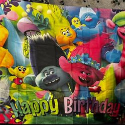 Trolls Happy birthday backdrop new
