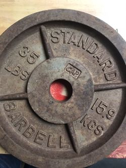 35 pound Olympic plates, bench, and doorway pull-up bar