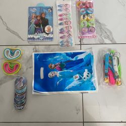 Set of 10 Disney Frozen Party Set Bracelets, Lip gloss, Bags Hair Clips, Tattoos