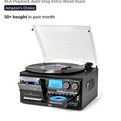 10-in-1 Record Player with CD, Cassette, Bluetooth & AM/FM Radio