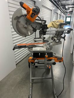 15 Amp 12 in. Corded Sliding Miter Saw and Universal Mobile Miter Saw Stand with Mounting Braces
