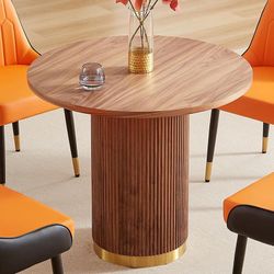 Round Dining Table - Brown, 35.04"x35.04"x29.92"