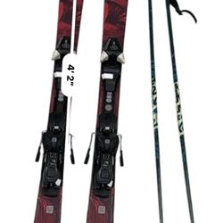 Salomon  Ski  130cm with Bindings and sticks Salomon  Ski Red / White 130cm with Bindings ,sticks and  SKI BOOTS SIZE 5.5 mondo 23.5 