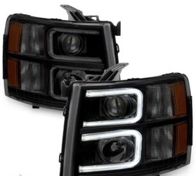 07-13 Chevy Silverado Smoke Black Projector Dual LED Strip Headlights