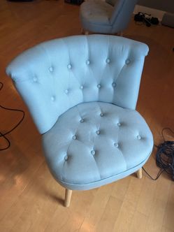 2 Light Blue Tufted Accent Chairs