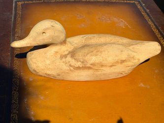 Vintage Hand Carved Primitive Duck Decoy Bare Wood Folk Art 11” long by 4” wide by 4” high