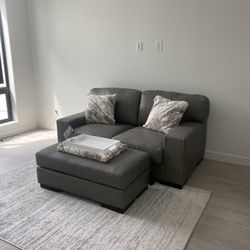 🛋️ Lombardia Loveseat + Ottoman Set – Fossil Fabric