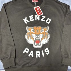 Wow KENZO HAPPY TIGER' Printed SWEATSHIRT IN COTTON black NEW sweater Large size