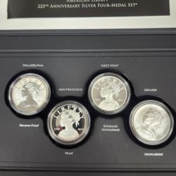 United States Mint American Liberty 225th Annivetsary Silver 4 Medal Set