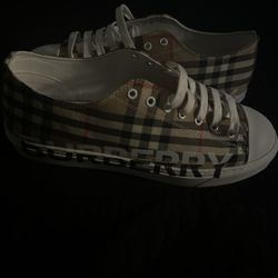 Burberry Logo Print Vintage Check Cotton Sneakers