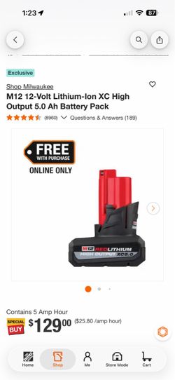Brand New M12 12V 5.0 AH Battery Pack
