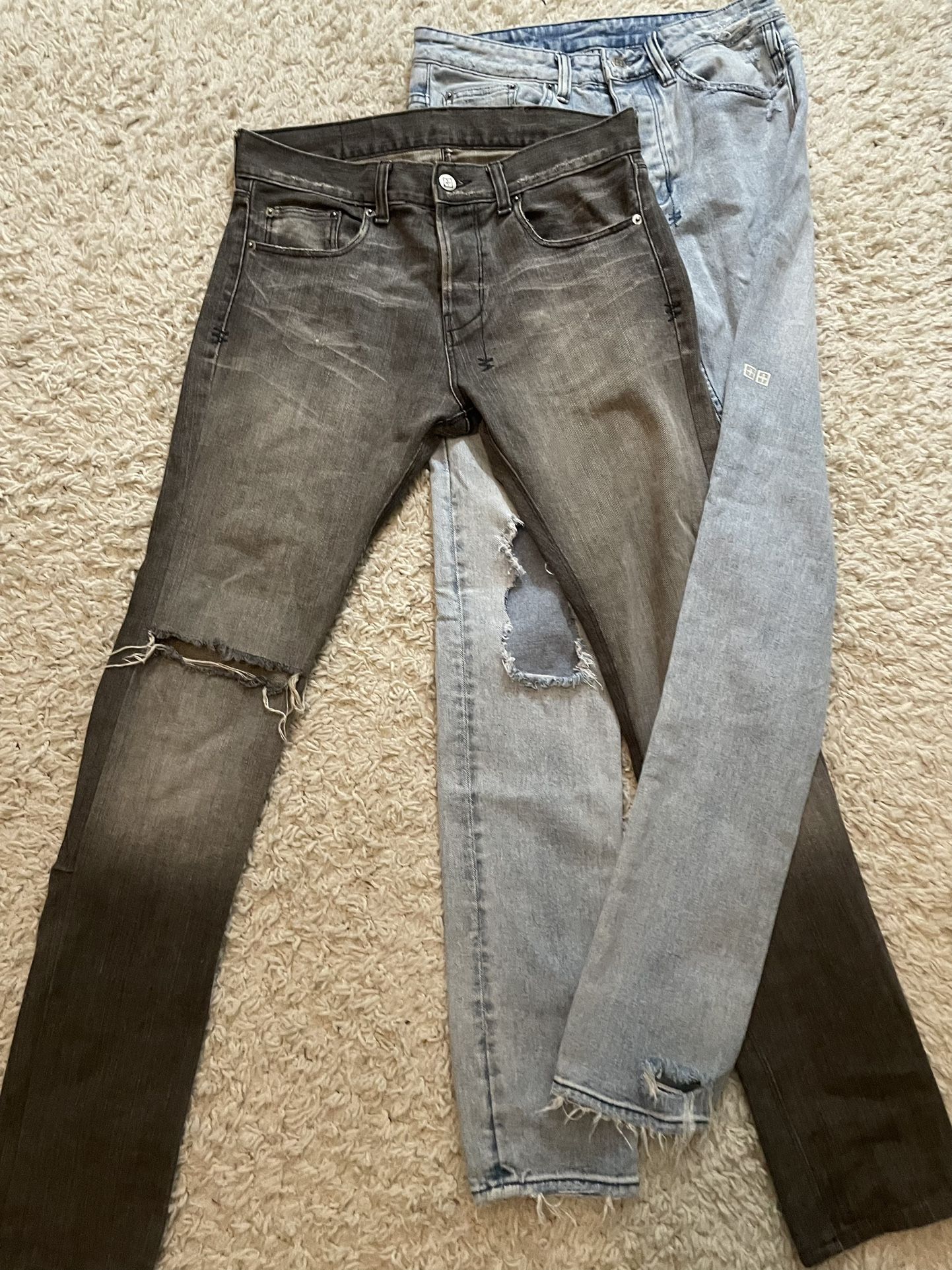 Ksubi Black Washed Ripped Denim / Blue Ripped Denim