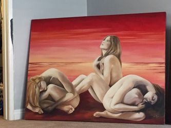 Hermoso cuadro 3 girls en pintura