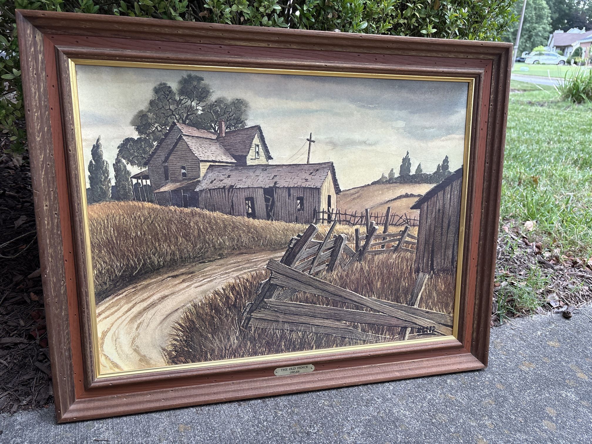 The Old Fence by Alfred Owles Vintage Framed Print