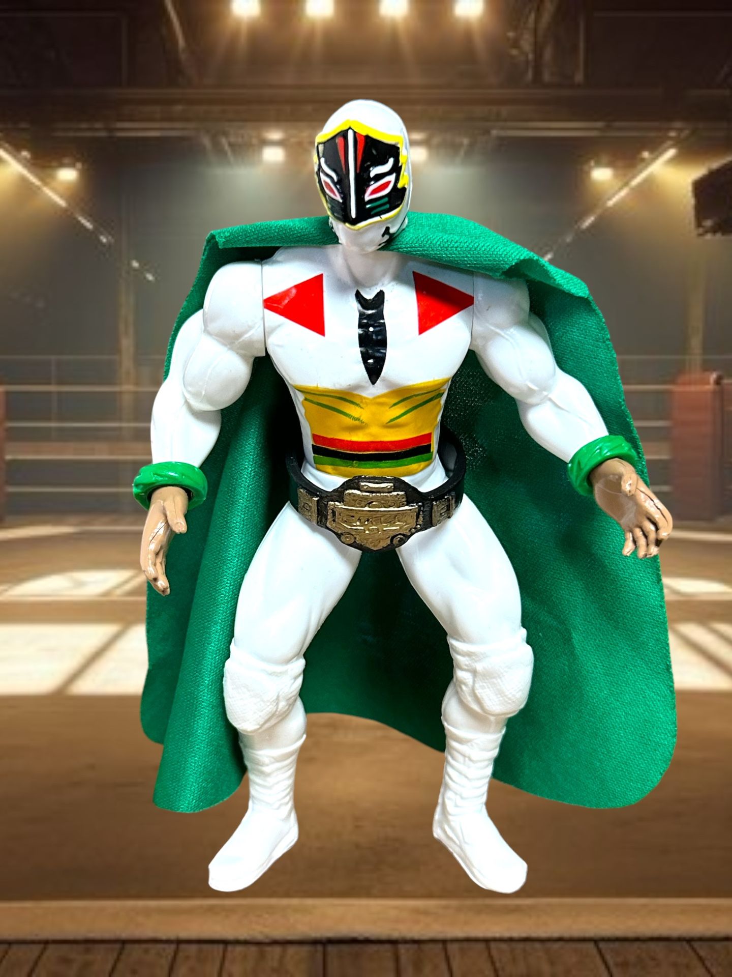 Mascara Sagrada luchador figure, 7” inches tall
