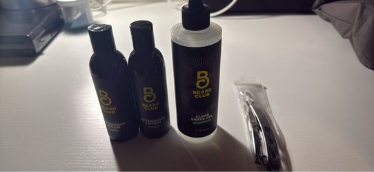 Beard Club Straight Razor, Aftershave Lotion & Clear Shave Gel Set