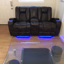 Glass coffee table with 2 stools Modern Style 