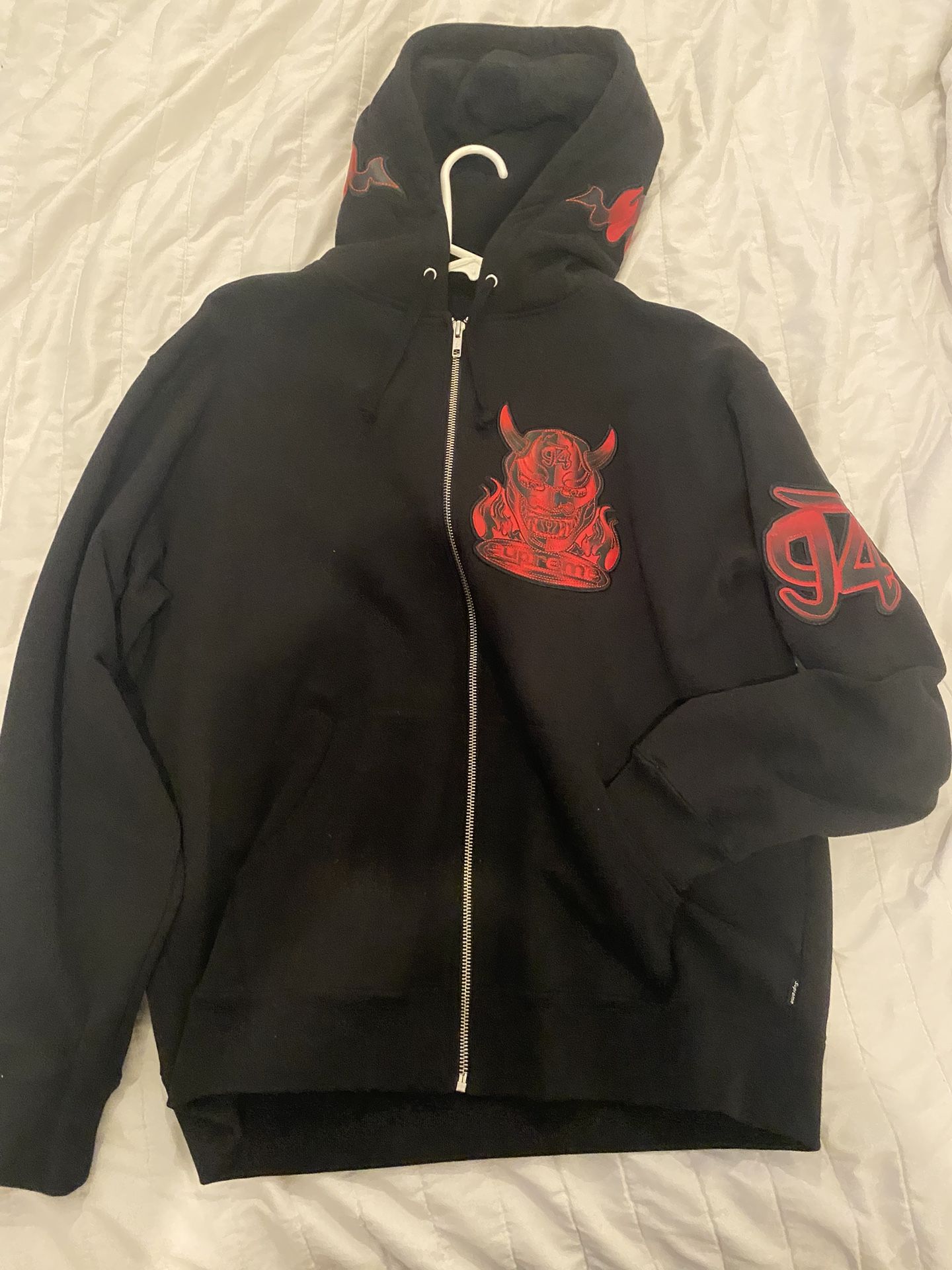 supreme demon zip up hooded sweatshirt