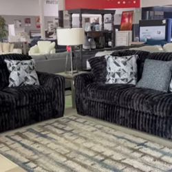 OM• $38 Initial • Brand New Midnight Madness Sofa And Loveseat 