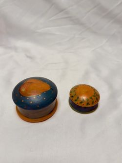 Vintage Nesting Wooden Trinket Boxes (2)– Folk Art