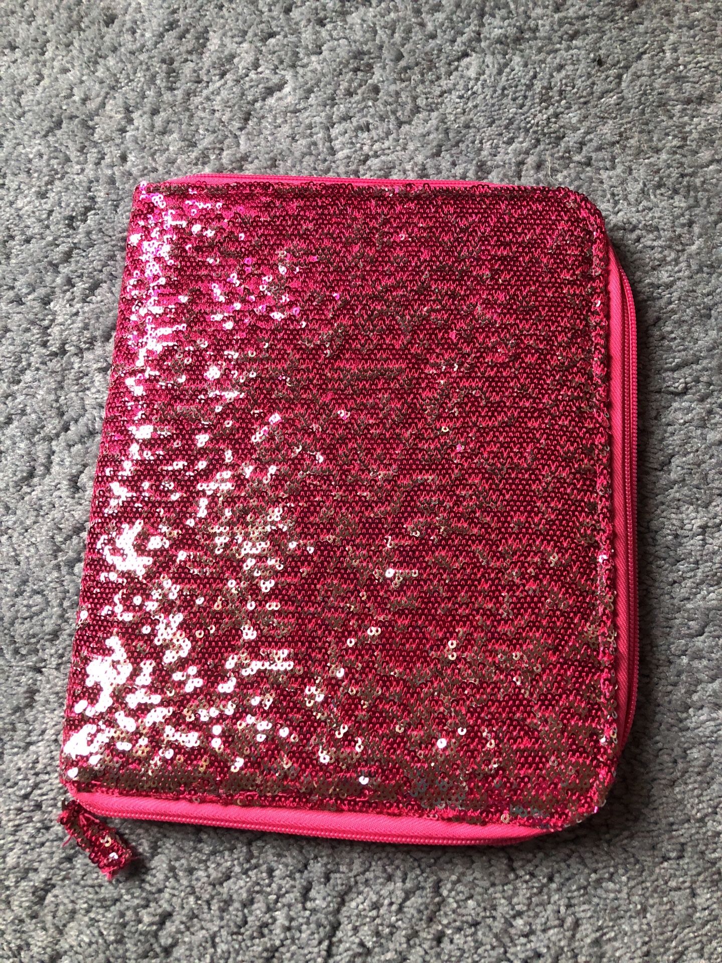 Pink sequined iPad mini case