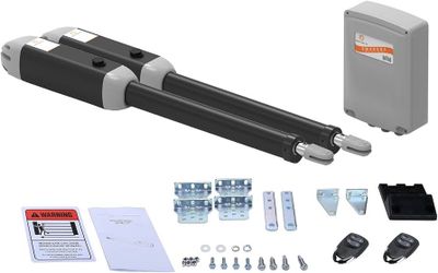 Automatic Gate Opener Kit Operator for Dual Swing Gates Up to 13 Feet or 882 Pounds per Leaf Gate Motor Black+Grey (Dual arms)