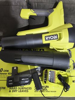 Retail $139) RYOBI ONE+ 18V 100 MPH 350 CFM Cordless Battery Variable Speed Jet Fan Leaf Blower tool only