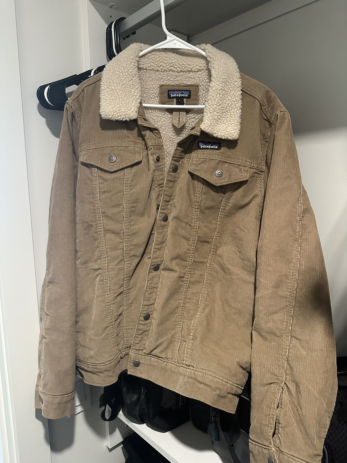 Patagonia Men’s Size L pile Trucker Jacket And Denim Chore Coat