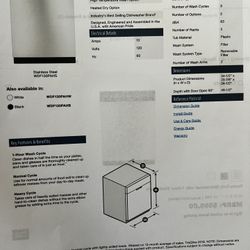 New - IN BOX - $349 OBO - whirlpool - 63 DBA front control dishwasher - stainless steel by