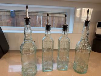 Glass Oil Dispenser Bottles Set of 4