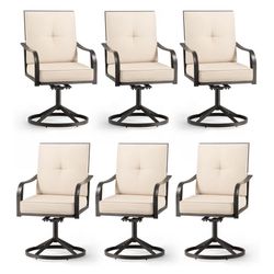 Six Swivel And Rock Chairs- Beige