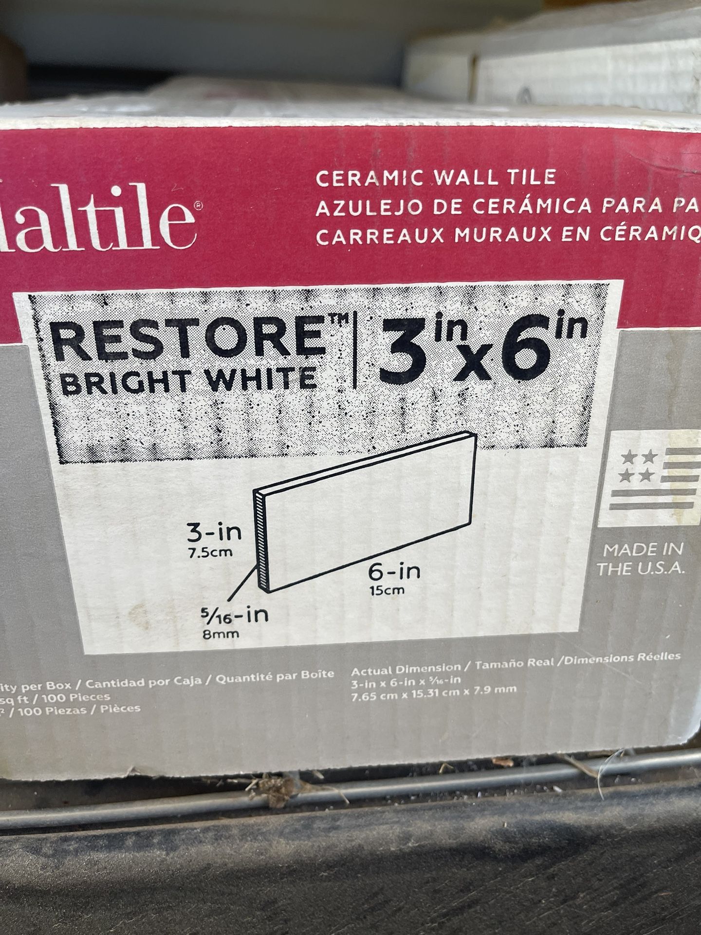 Daltile 3x 6” Subway Tiles….. 5 full Cases