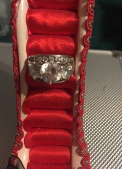 Diamonique..Solid sterling silver band Ring