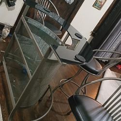 Glass Bar Set 3 Rows 3 Chairs 3 Coasters 