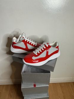 Red and white Prada Americas cups Size 9.5