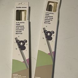 Koala Metal Straws With Natural Brushes 
