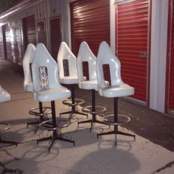 (6) Mid Century Modern Italianette Cal Style White Barstools 