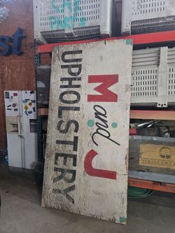 Antique M and J upholstery Wooden Sign