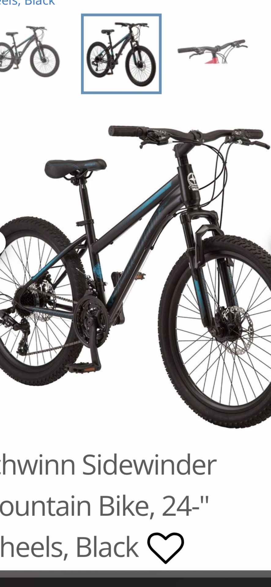 Schwinn Sidewinder Mountain Bike, 24 inch Wheels, 21 Speeds, Black - Main Image
