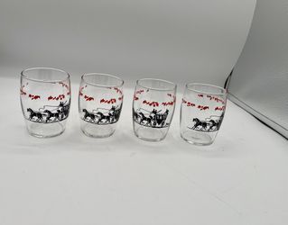 Vintage 1953 Drinking Glasses Of 4 “Stage Coach Scene” 