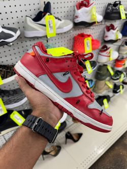 NIKE DUNK LOW OFF-WHITE UNIVERSITY RED MEN’S SNEAKERS SIZE 10.5 USED WITH BOX NO INSOLES