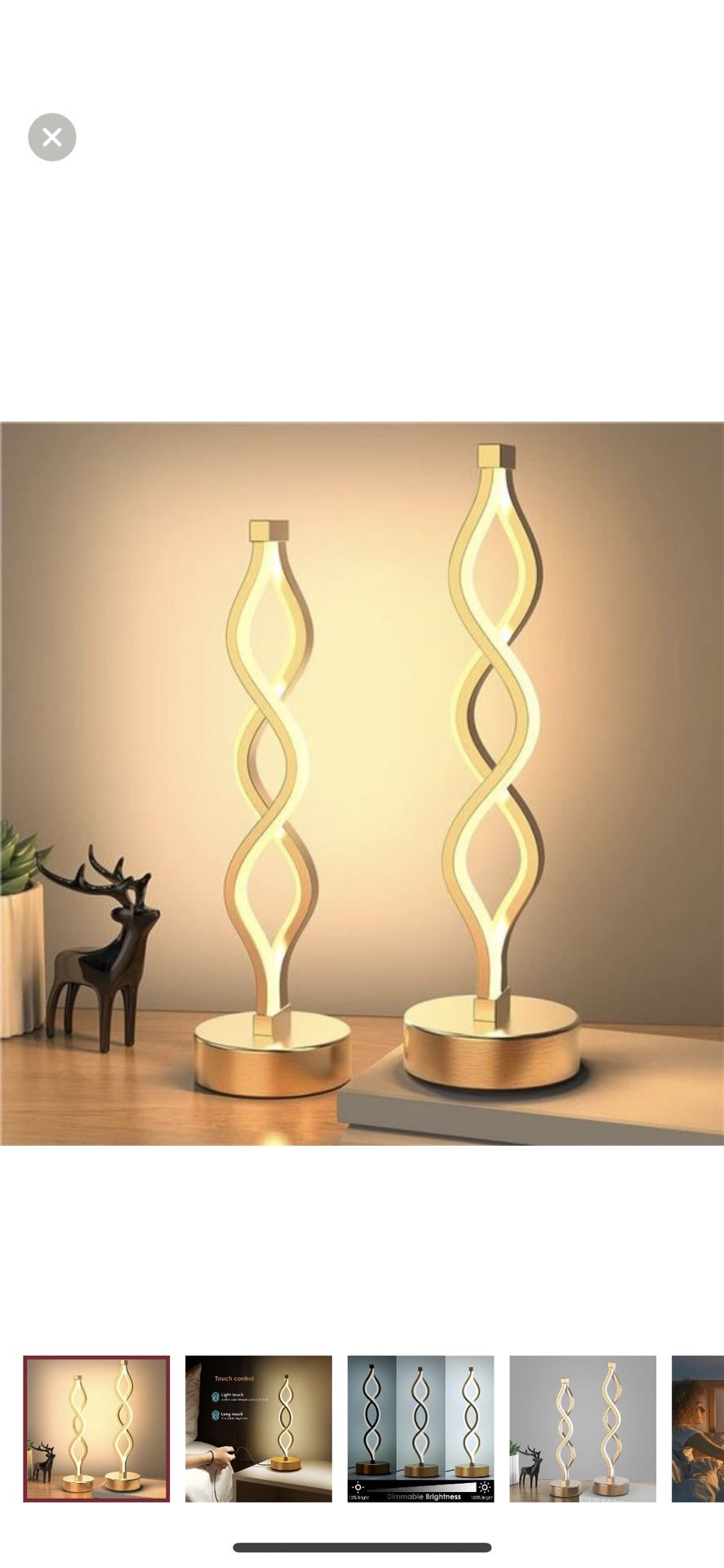 Gold Lamps for Bedrooms Set of 2, Small Table Lamp, 3 Colors, Cool Bedside Lamps