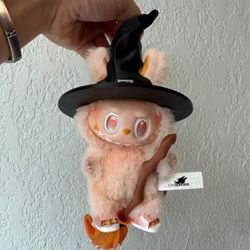Witch Hat & Broom Halloween Outfit For Labubu Plush
