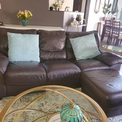 Leather Sofa And 2 Ottomans